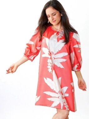 Bryn Walker Women’s Coral Tropical Print Dress. Size Small. Like new!